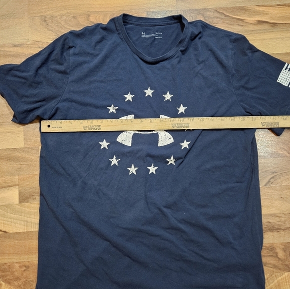 Under Armour HeatGear Tactical Shirt Large Navy USA Flag Circle Stars Logo Tee - Picture 5 of 7